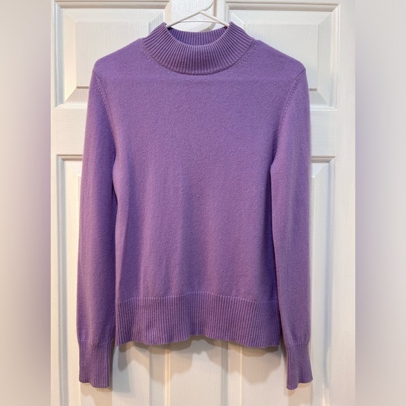 Investments 100% Cashmere Sweater Women Size S Mock Neck Lavender Luxury Preppy - Picture 1 of 8